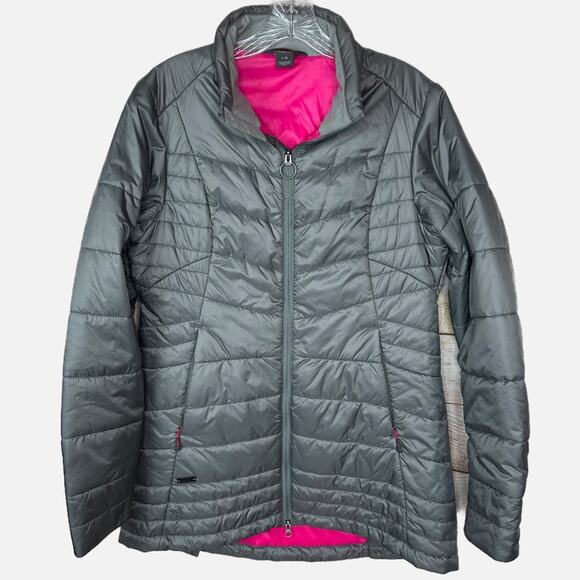 Outdoor Research Lightweight Mid Length Quilted Puffer Jacket - GRAY & PINK - Picture 1 of 10